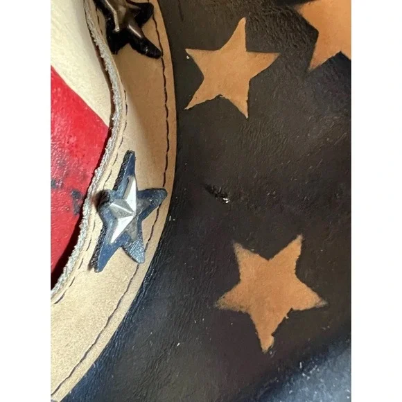 American Flag Cowboy Bull Hide Hat Star Brim Size Small - Picture 7 of 9